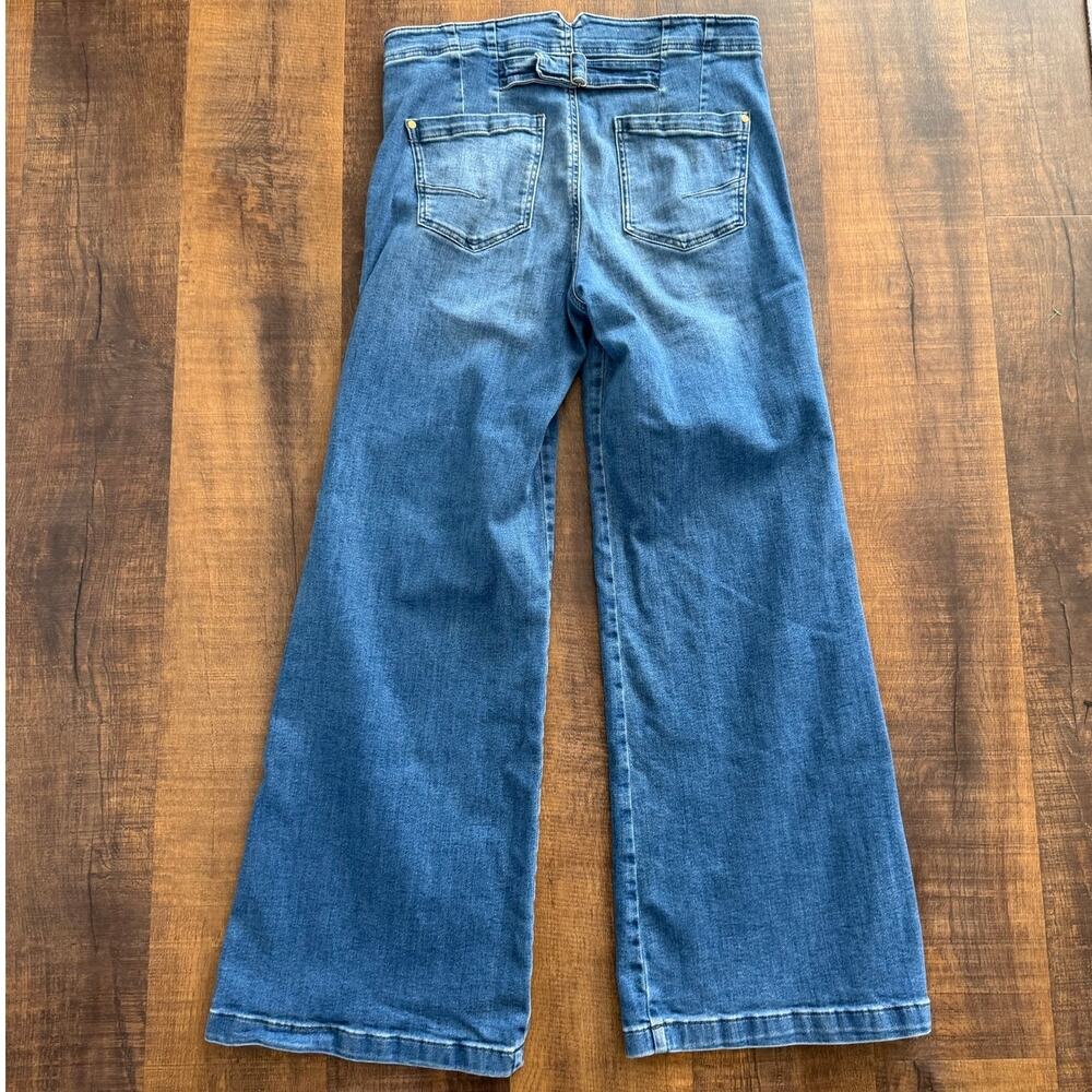 Pilcro Anthropologie Wide Leg Jeans High Rise Sailor Button Detail Size 31 - Picture 4 of 9